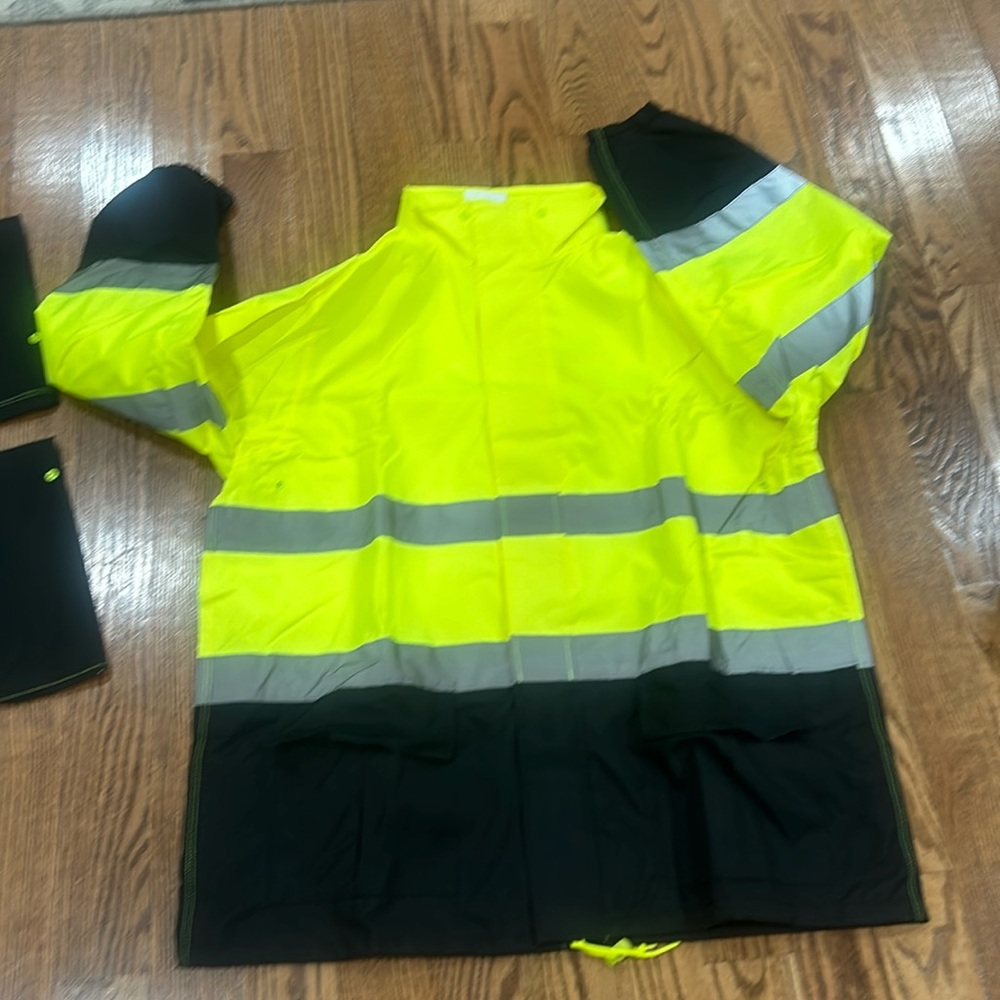 High visibility jacket rain coat water proof reflective for men size xl